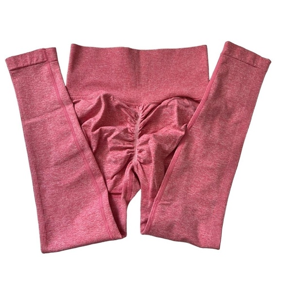 Seamless Booty Shaping Cropped Leggings Pink Size Medium - Picture 4 of 6